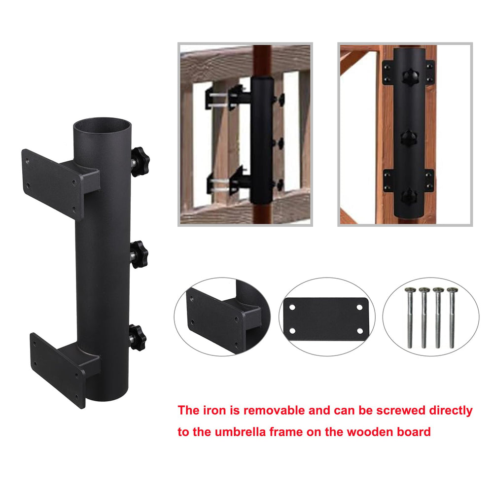 Wdwlbsm clamp holding an open umbrella on a balcony showing functional use