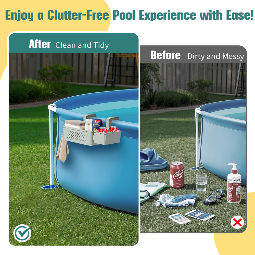WDZREE basket holding towels and sunglasses for fast poolside access