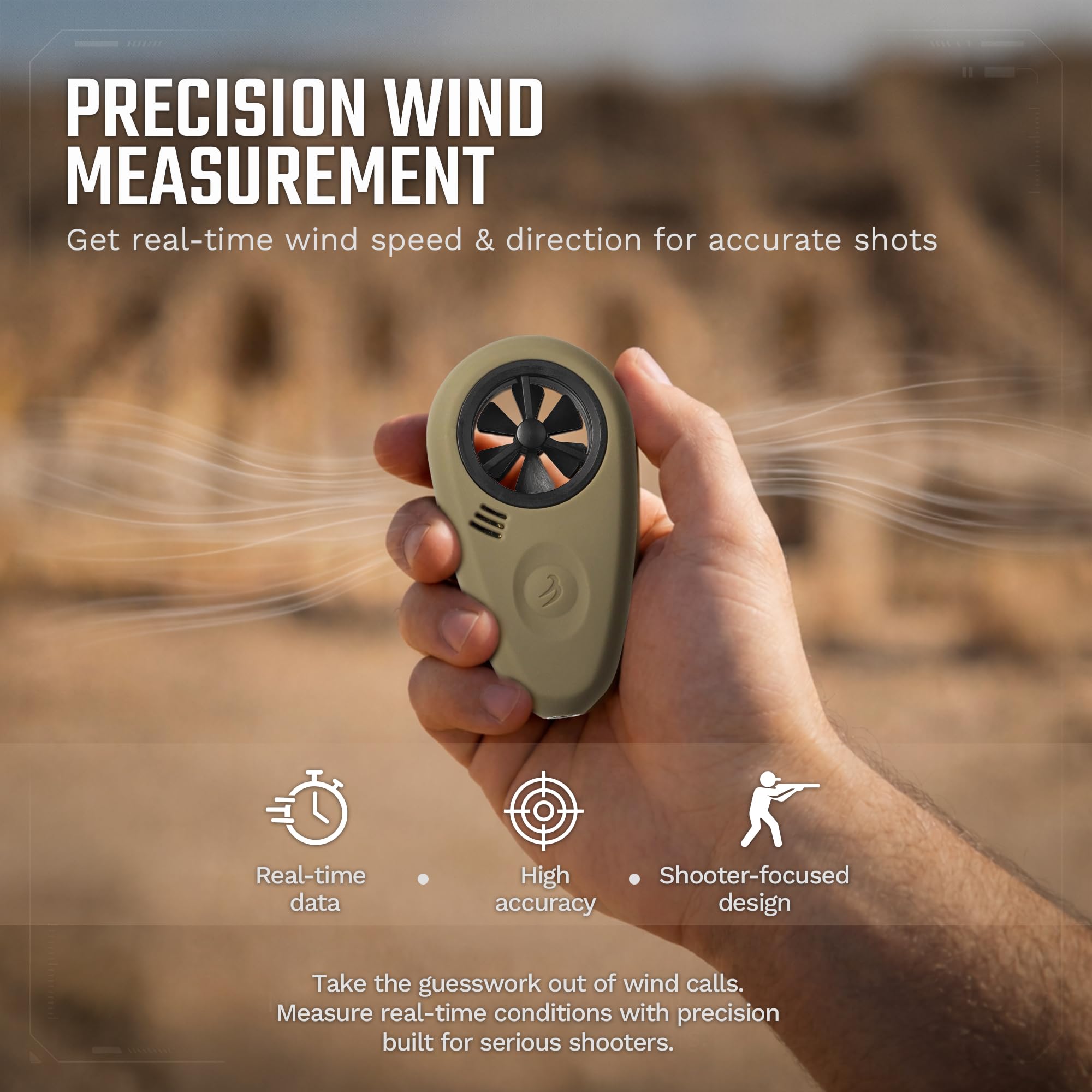 WeatherFlow Tempest held in hand measuring wind for shooting accuracy