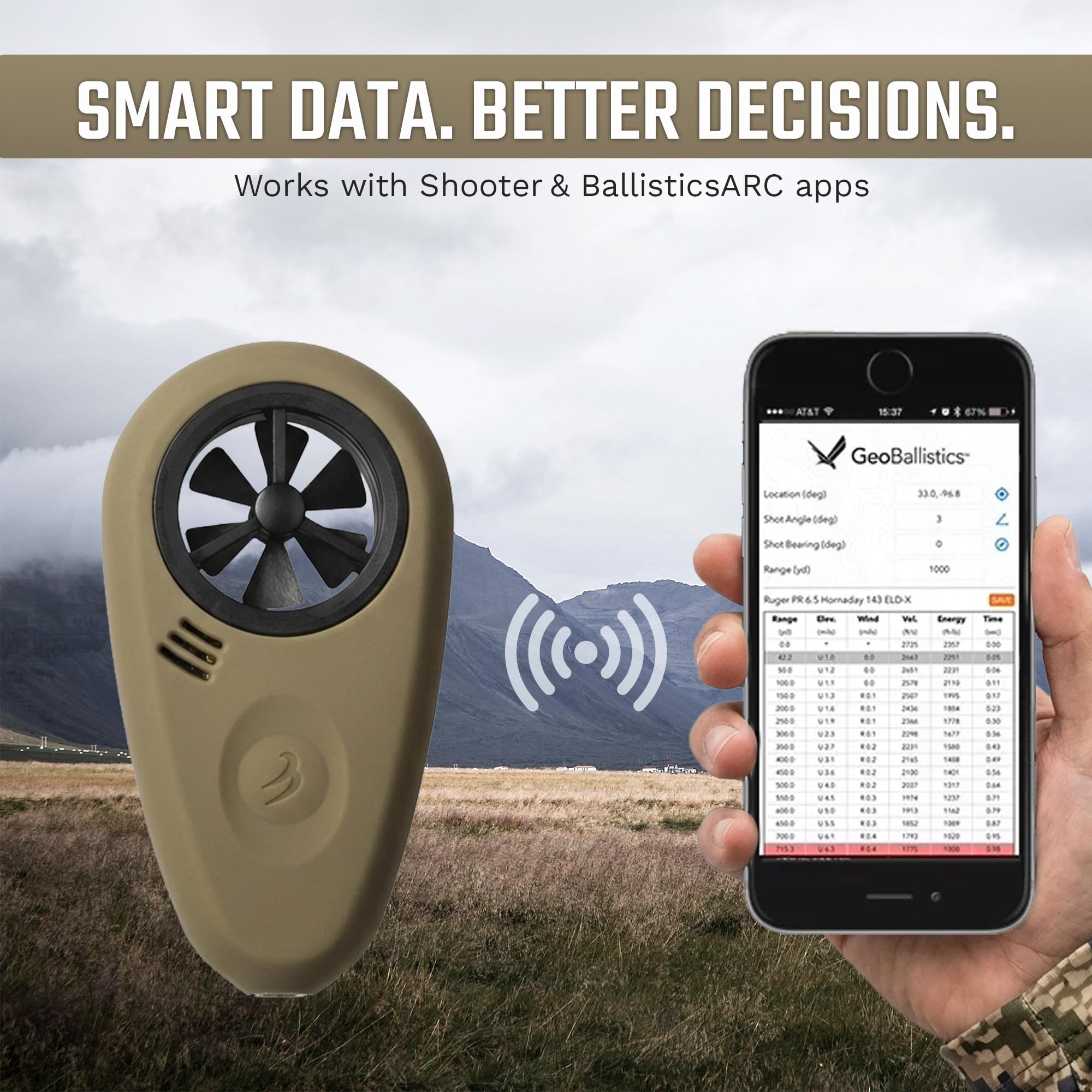 WeatherFlow Tempest next to a phone showing true portable scale