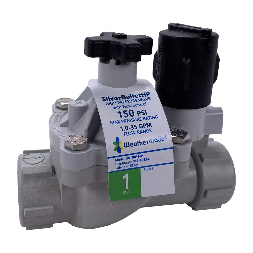 Weathermatic SilverBullet front view showing compact inline valve and durable housing benefit