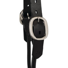 Weaver Livestock close-up of hand-rubbed bridle leather and nickel hardware for comfort