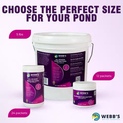 Webb's Water Gardens packet held in hand showing compact size and dosage benefit