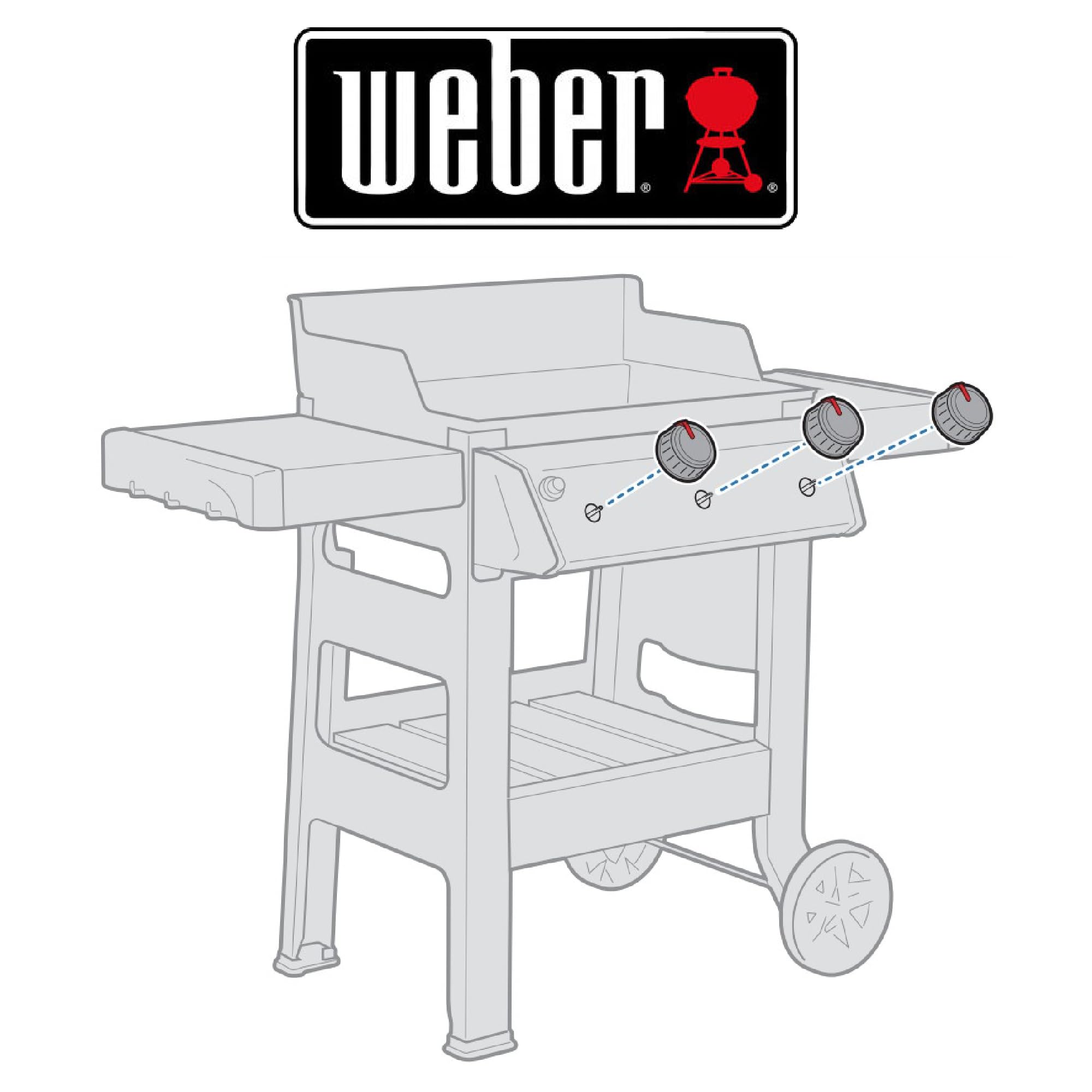 Weber knobs on a Spirit II grill in outdoor setting highlighting restored original look