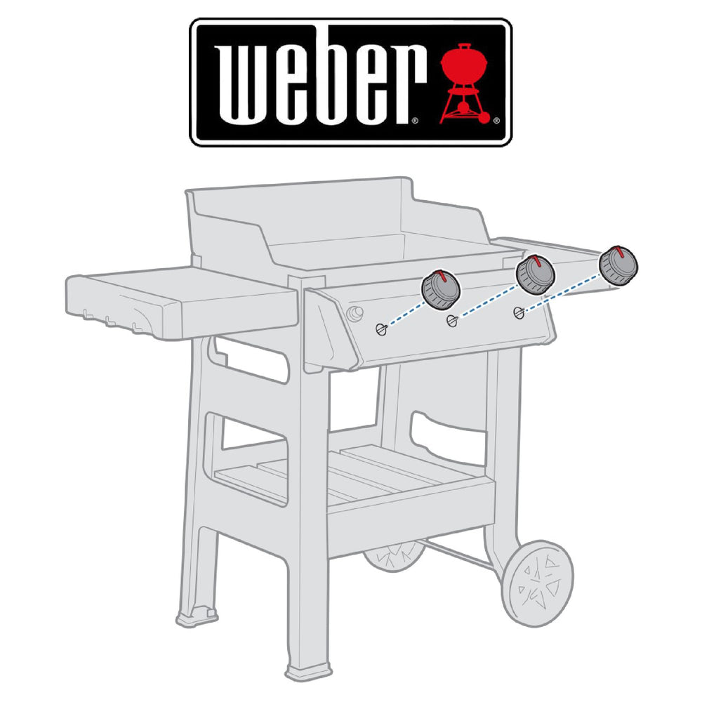 Weber knobs on a Spirit II grill in outdoor setting highlighting restored original look