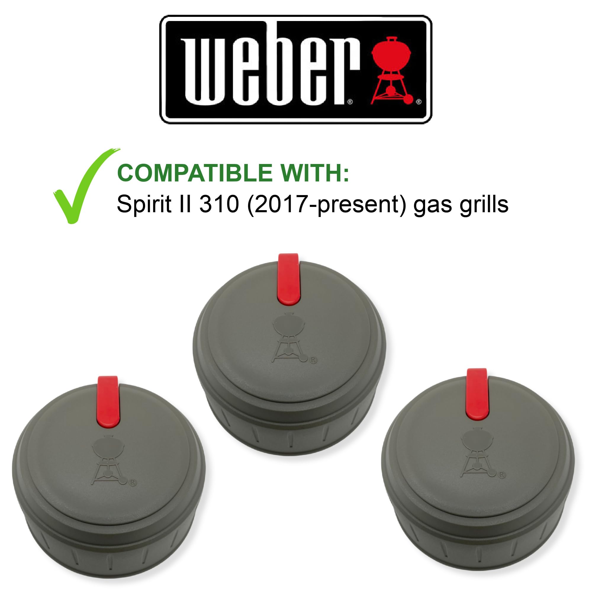Weber knobs installed on Spirit II control panel demonstrating precise fit and alignment