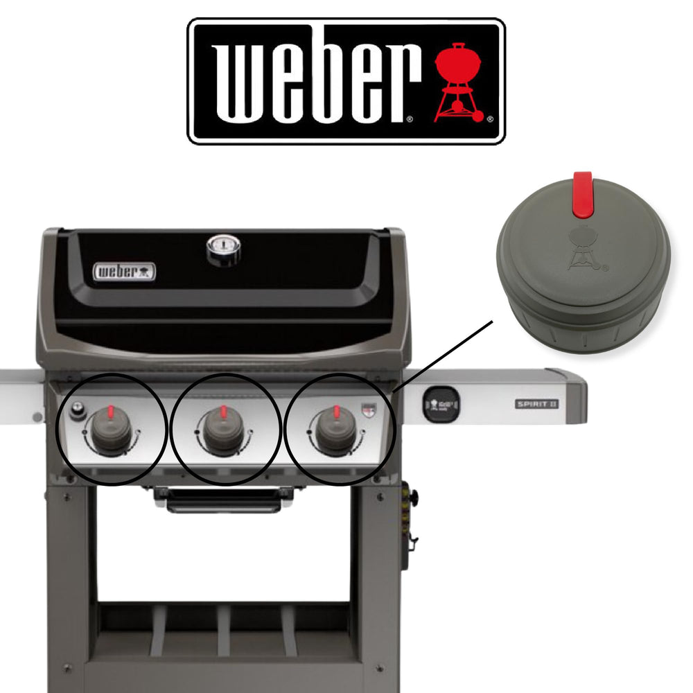 Weber knobs beside ruler showing 2-13/16 inch diameter for correct sizing