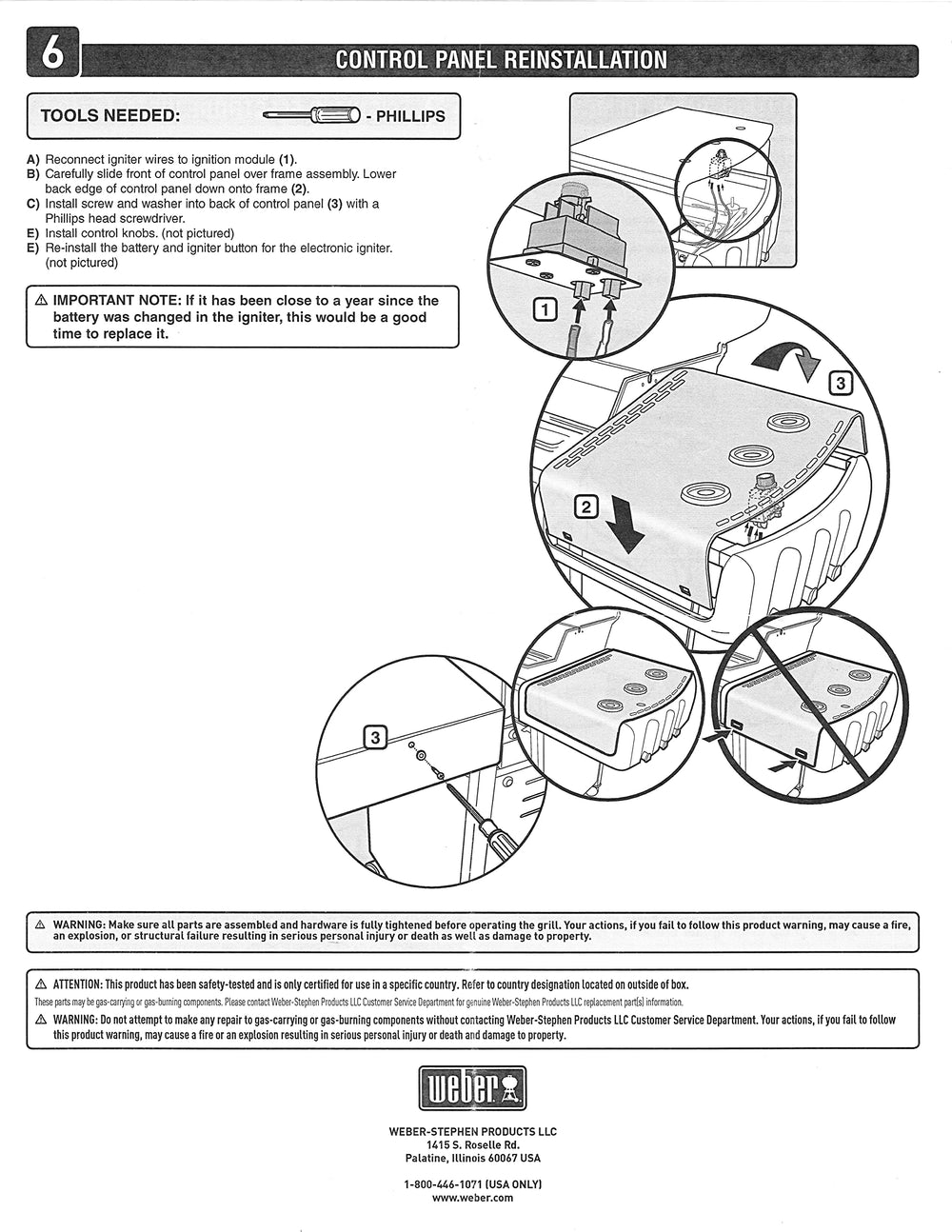 Weber instruction sheet laid flat for step-by-step installation help