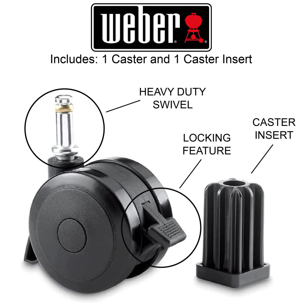 Weber caster stem detail showing 1-3/8 inch stem for correct fit advantage
