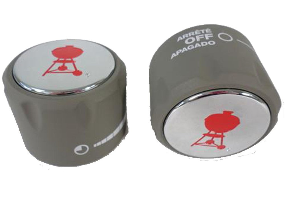 Weber replacement knobs front view showing clean OEM appearance and restored control