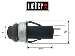 Weber Accent switch close-up of rubber push button for comfortable feel