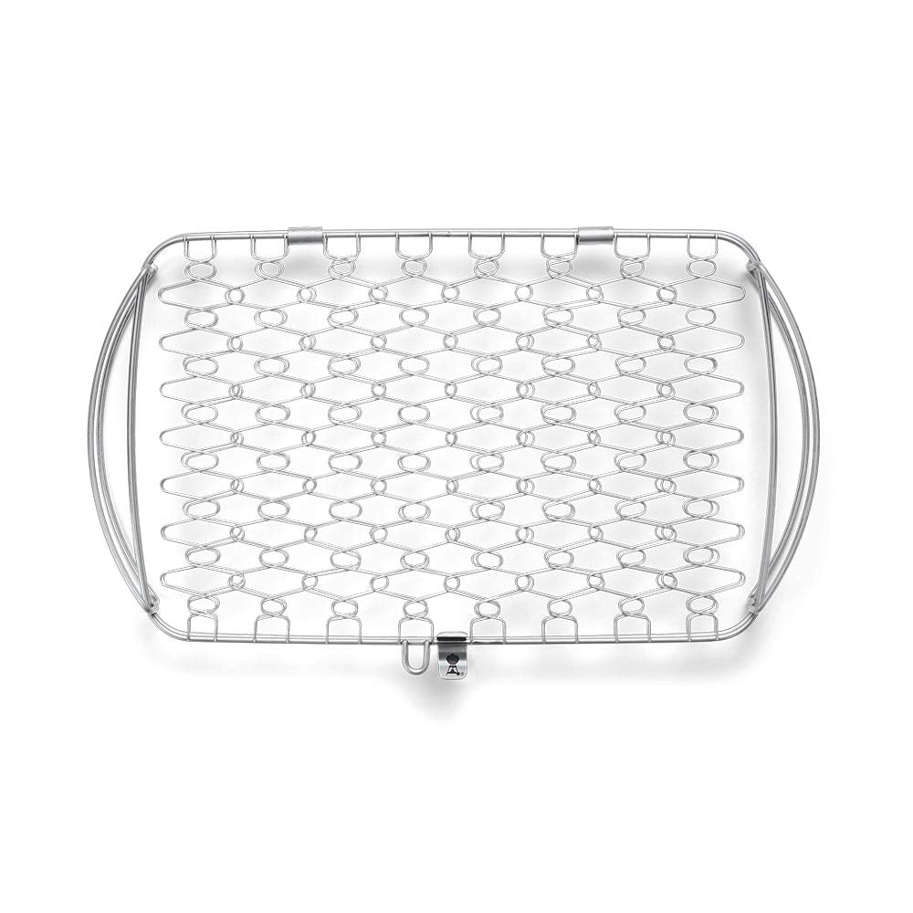Close-up of Weber wire detail highlighting flexible stainless-steel wires for secure grilling