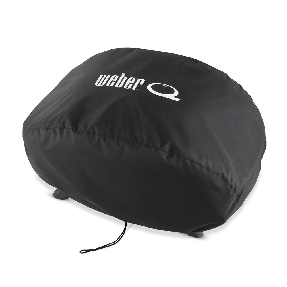 Weber bonnet cover front view showing snug fit and protection
