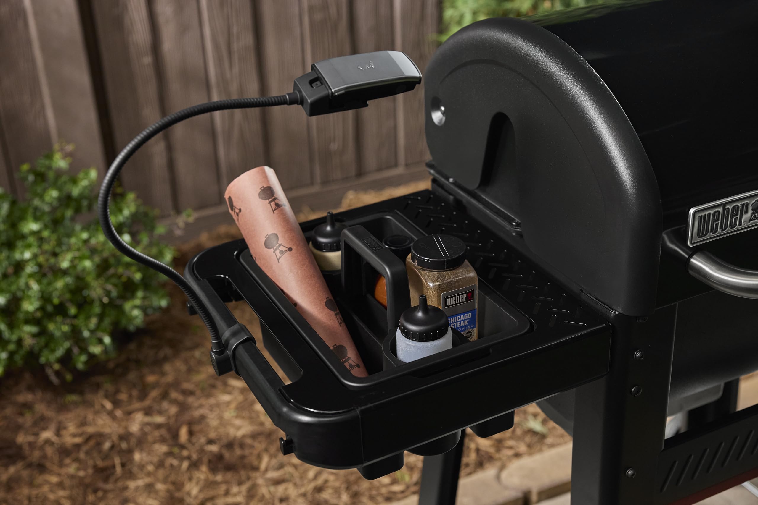 Weber caddies stacked to save space and keep multiple ingredients organized benefit