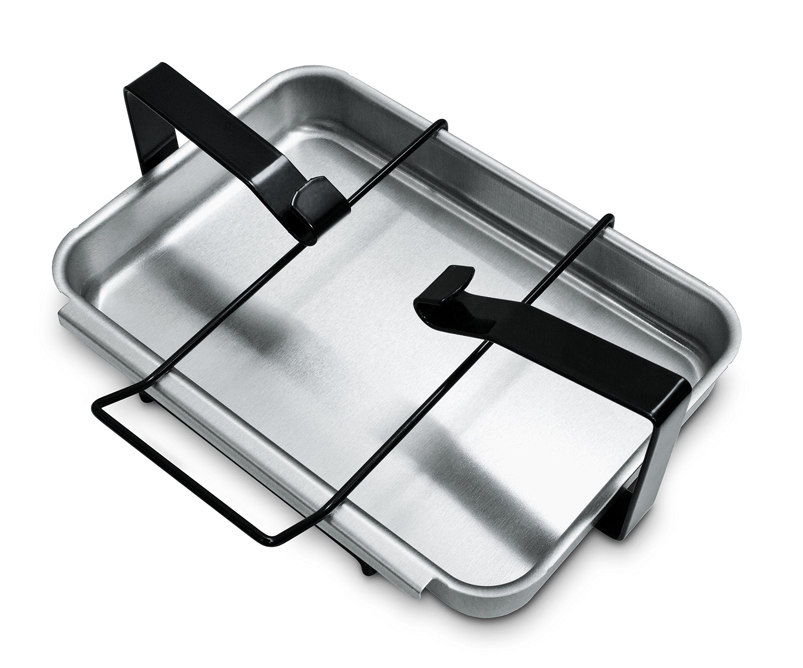 Weber catch pan front view showing durable pan and clean fit benefit