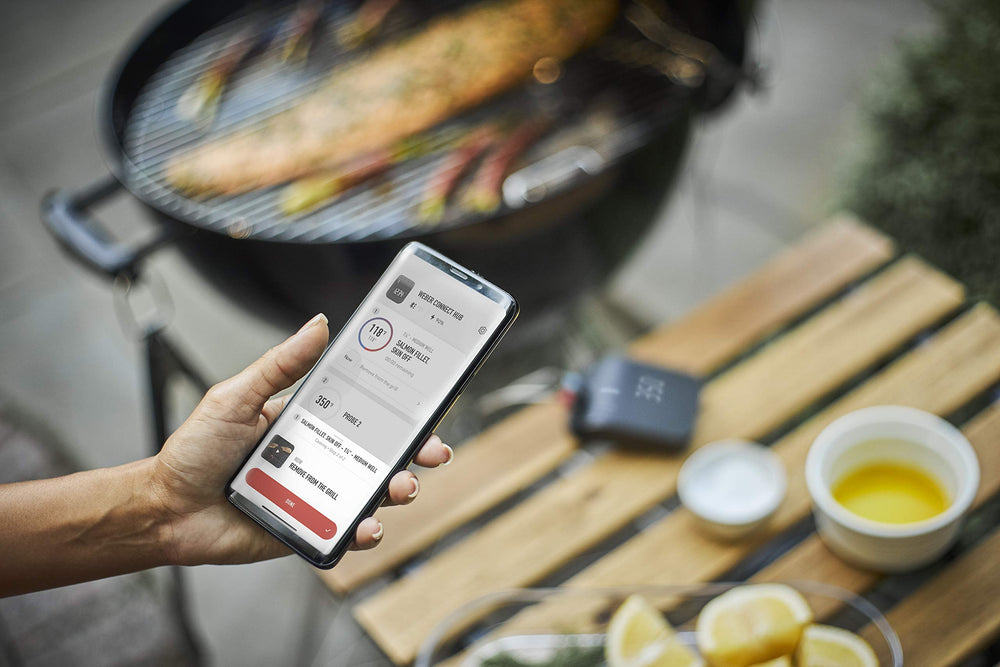 Weber Connect probes inserted in steak showing accurate doneness monitoring advantage