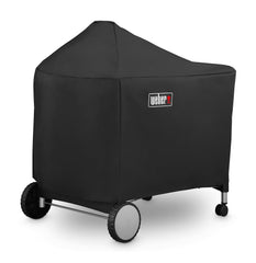 Weber cover front view on 22-inch Performer showing snug fit and protection