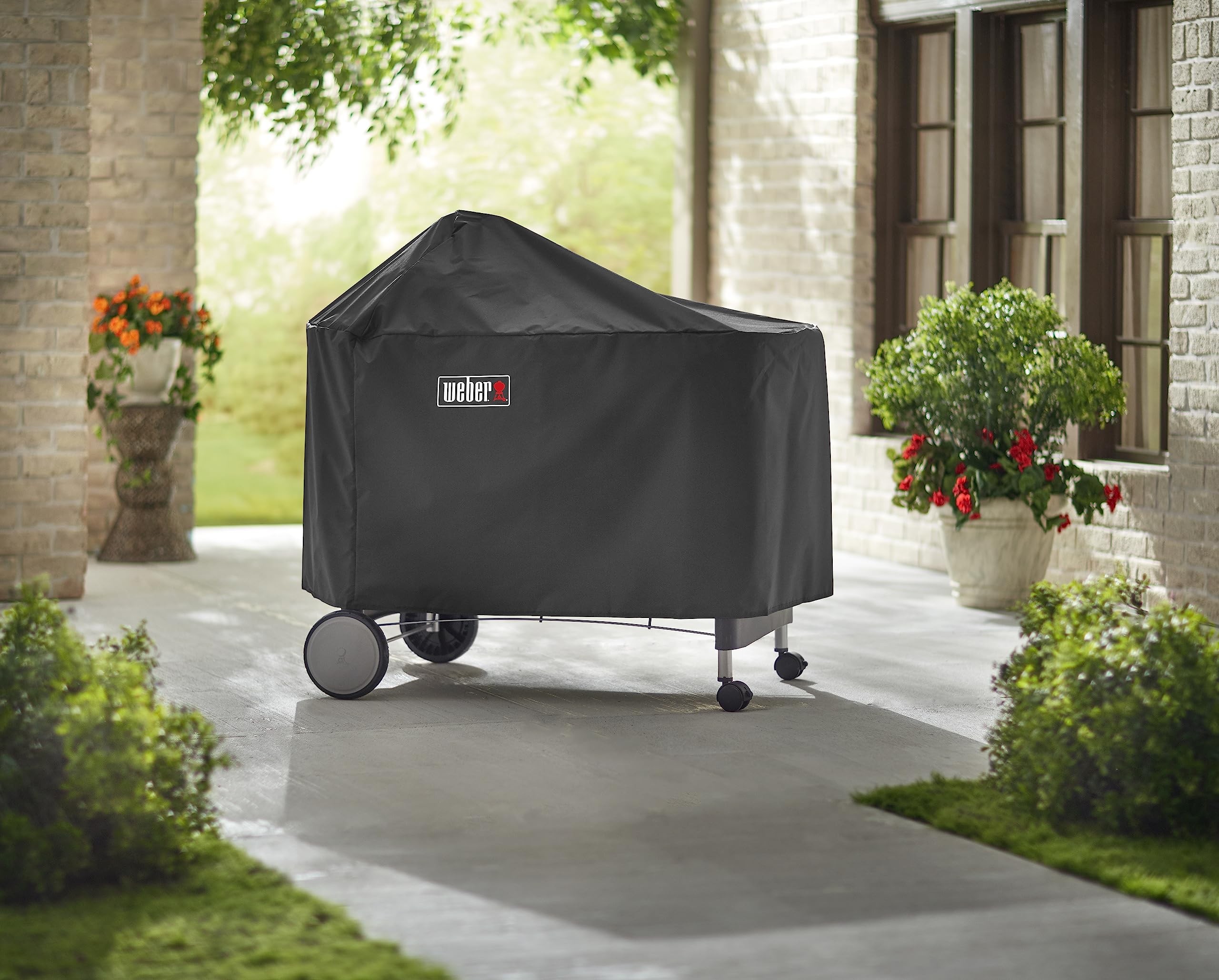Weber hidden storage pouch detail with drawstring and hang loop benefit