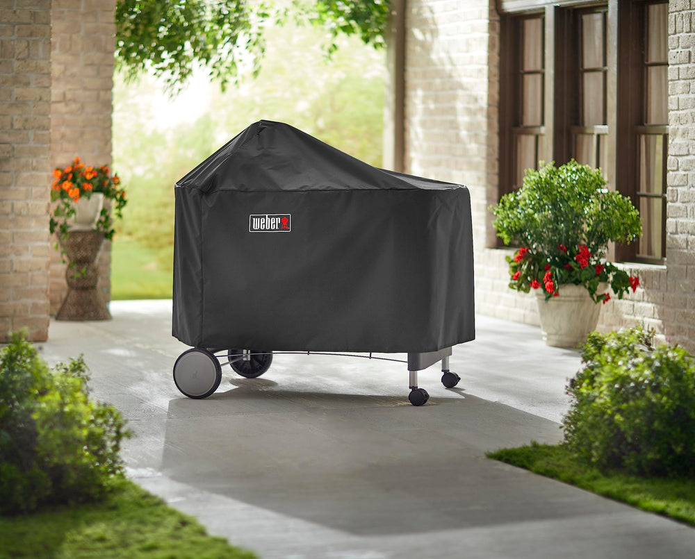 Weber hidden storage pouch detail with drawstring and hang loop benefit