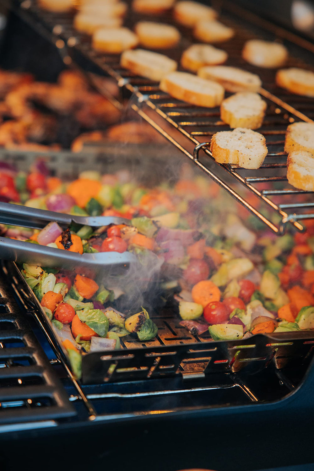 Weber basket installed in crafted grill demonstrating correct fit and versatile cooking benefit