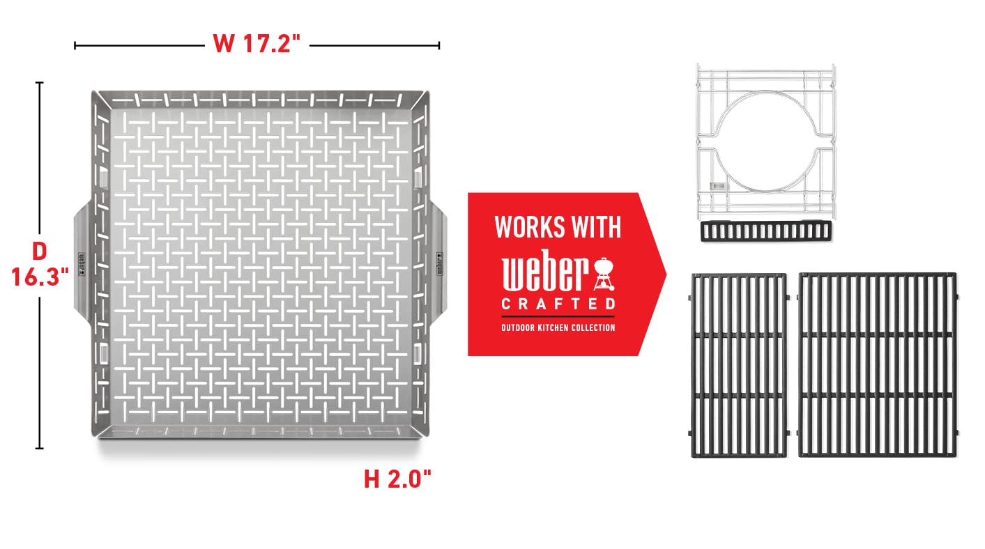 Weber basket in outdoor kitchen lifestyle setting inspiring gourmet grilling possibilities benefit