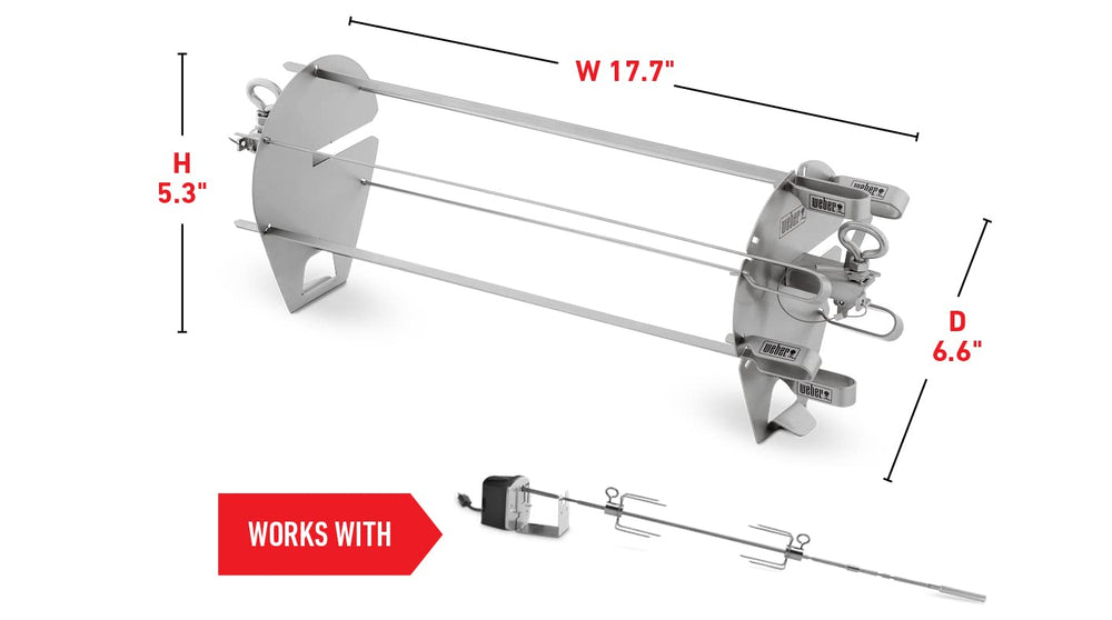 Weber crafted skewers on grill in backyard setting showing entertaining convenience benefit