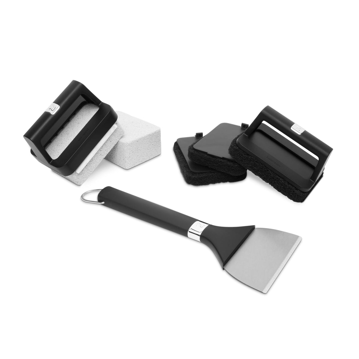 Weber detail scraper front view showing beveled edge for efficient debris removal