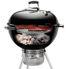 Weber diffuser ring installed in a 22-inch kettle creating large indirect cooking area