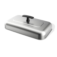 Weber extra-large basting dome front view showing stainless steel finish and handle for durable performance