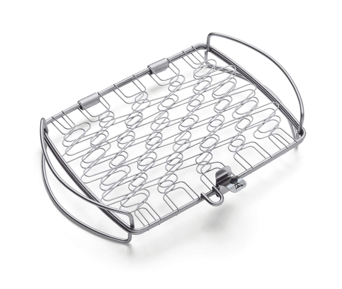 Weber front view of basket showing secure hold and easy flipping benefit