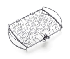 Weber front view of basket showing secure hold and easy flipping benefit