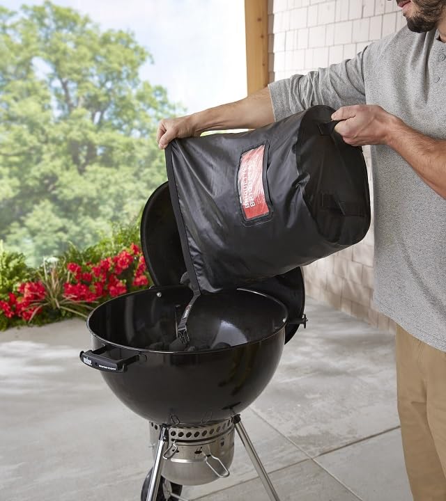 Weber bag folded flat for compact storage and space-saving benefit