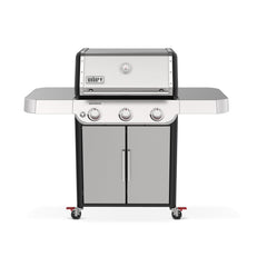 Weber Genesis S-315 front view showing stainless steel finish and controls for reliability