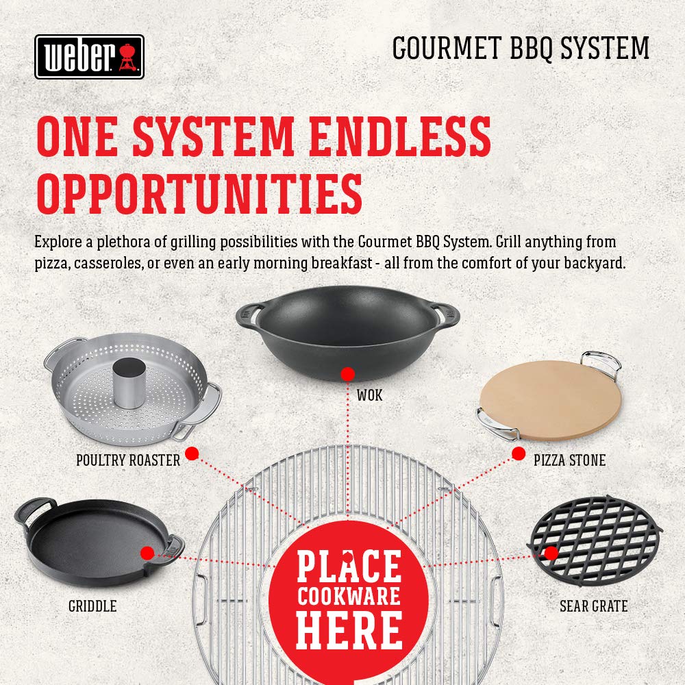 Weber sear grate boxed with carton dimensions for easy storage and shipping convenience