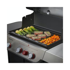 Weber grease management detail showing channeling into grill collection for cleaner cooking