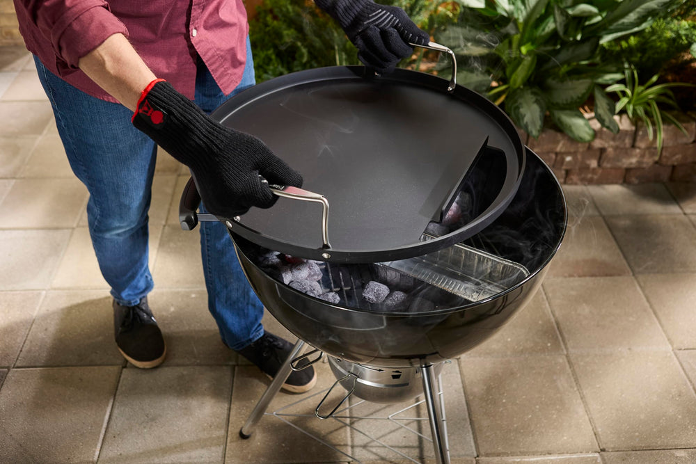 Weber griddle cooking pancakes outdoors showing large-capacity batch cooking benefit