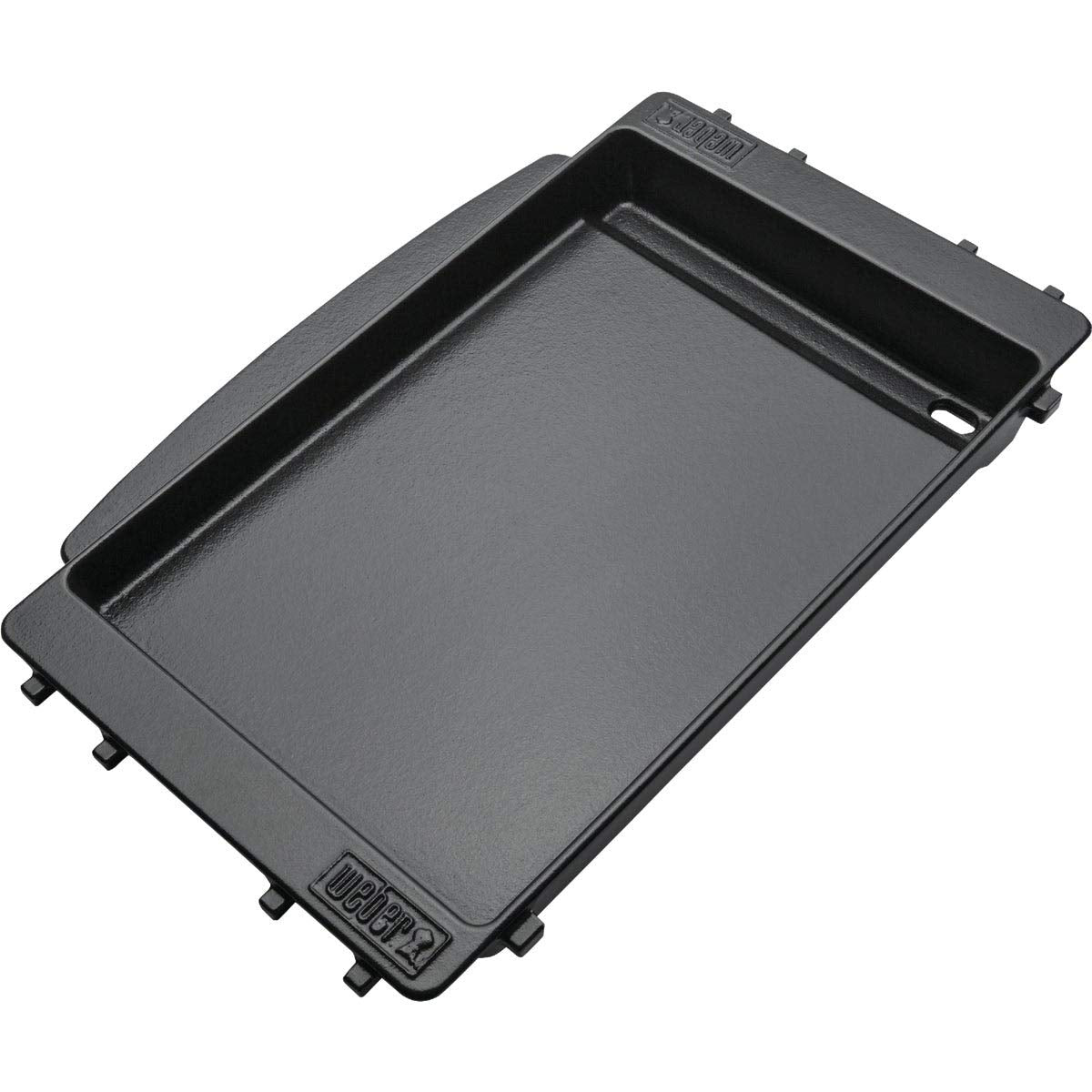 Weber griddle insert front view showing full porcelain-enameled cooking surface and fit