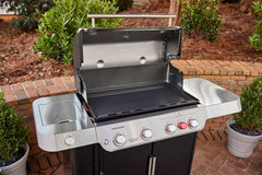 Weber griddle installed in Genesis grill demonstrating even heat coverage