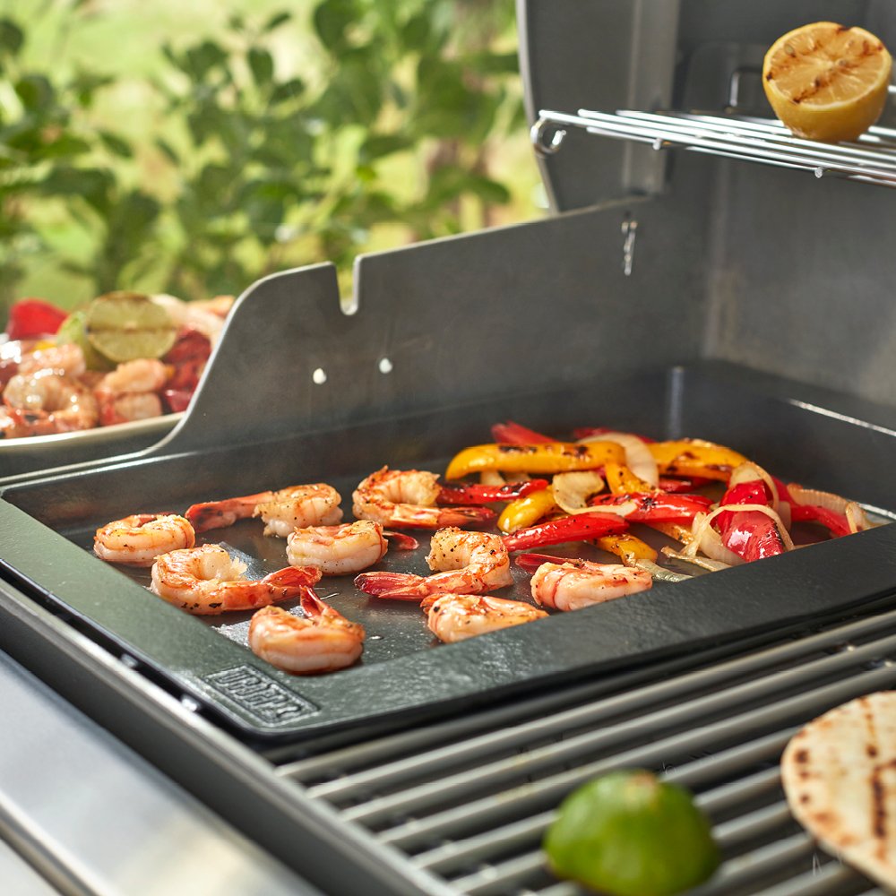 Weber griddle packaging and label showing model compatibility and care guidance for buyers