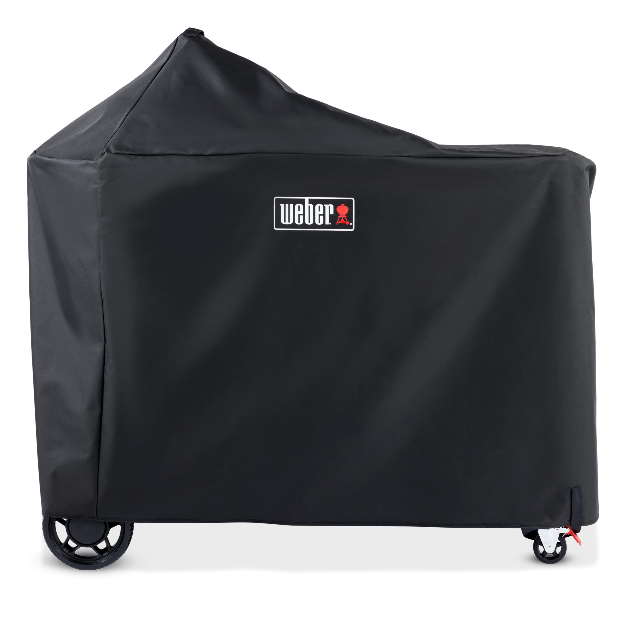 Weber front view cover on Performer grill protecting from weather