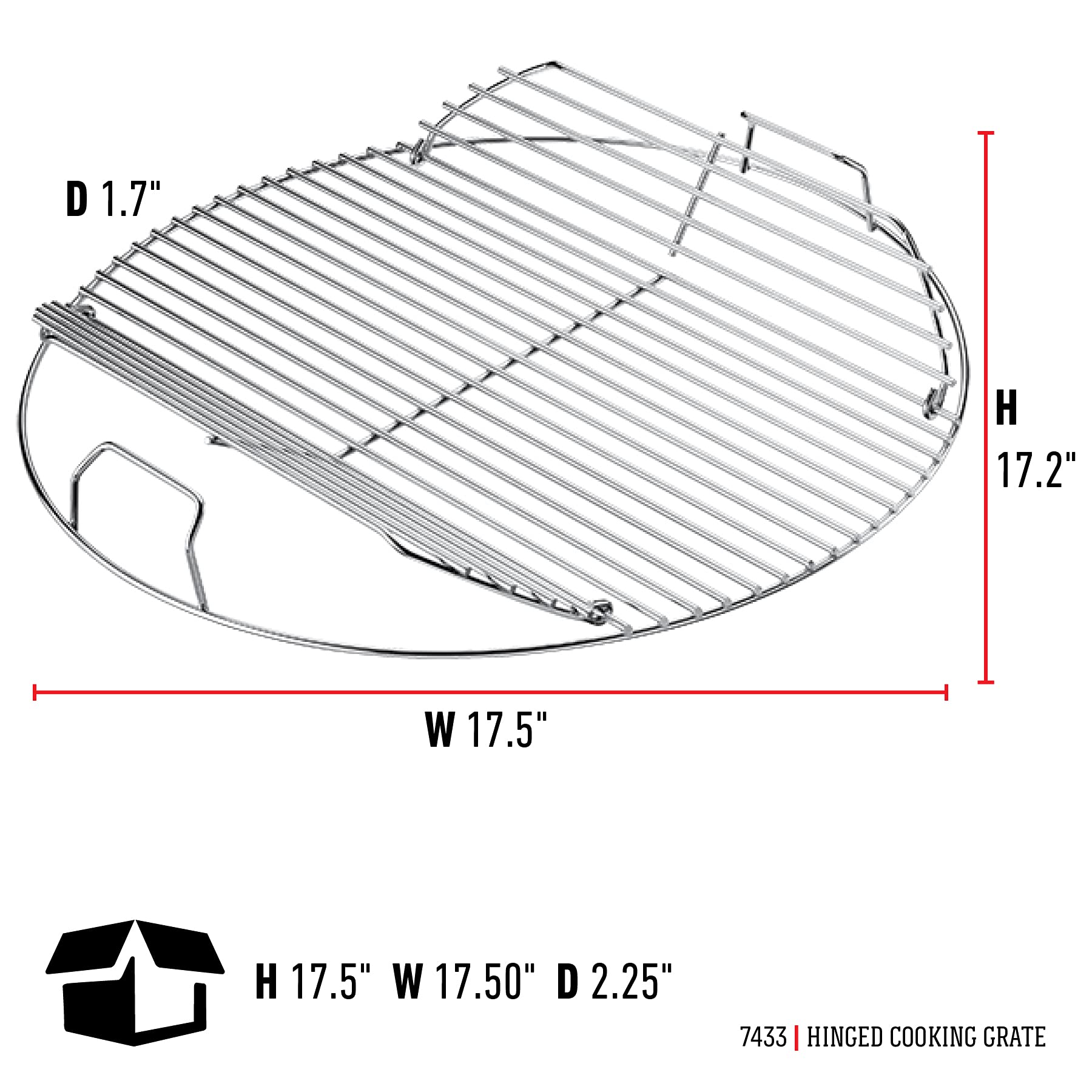 Weber close-up of hinge detail showing durable plated-steel hinge for easy charcoal access