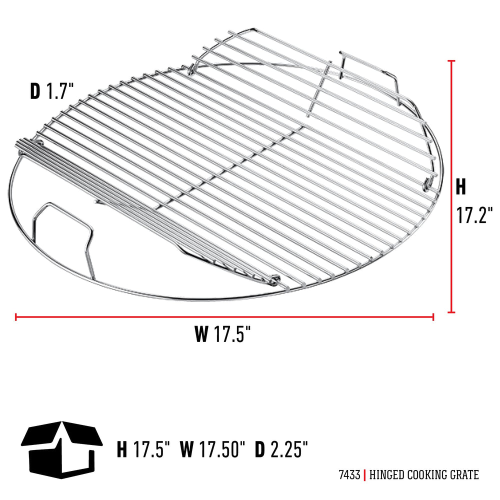 Weber close-up of hinge detail showing durable plated-steel hinge for easy charcoal access