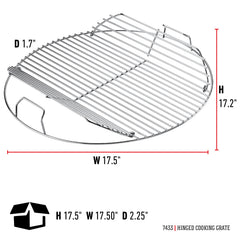 Weber close-up of hinge detail showing durable plated-steel hinge for easy charcoal access