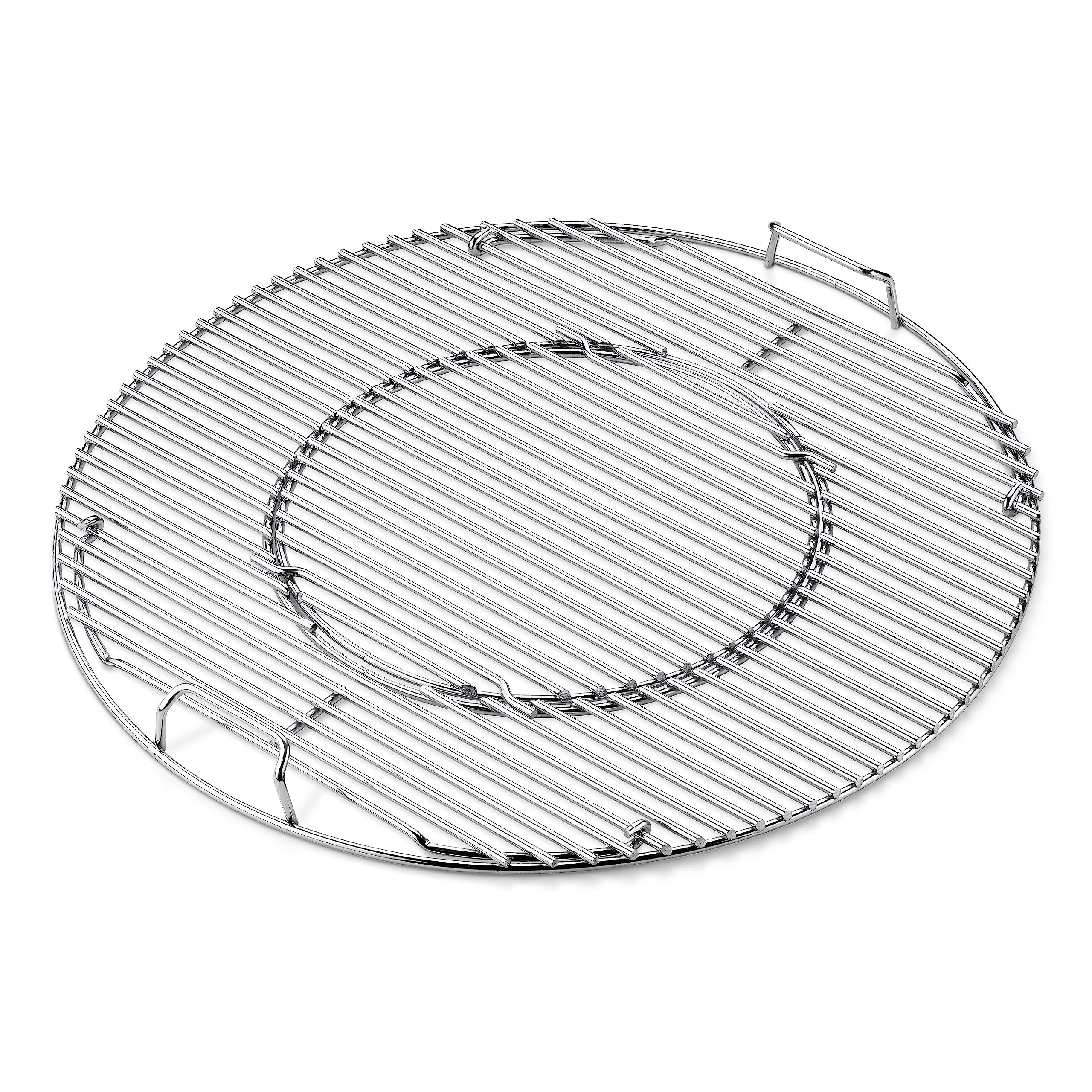 Weber hinged grate front view showing durable plated finish and fit benefits