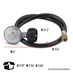 Weber close-up of hose and regulator showing durable fittings and precise fit