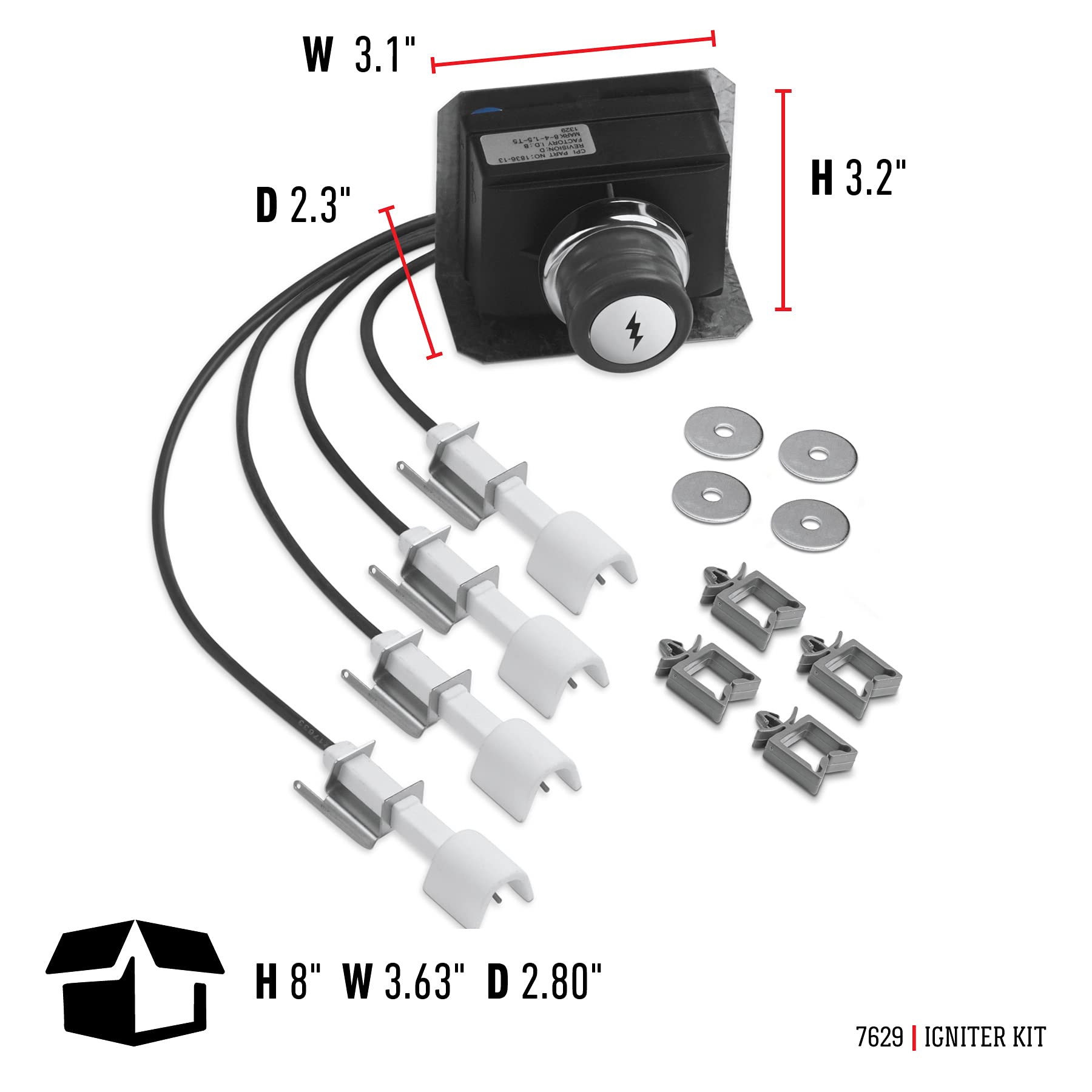 Weber igniter kit beside hand tools for scale showing compact design and easy swap