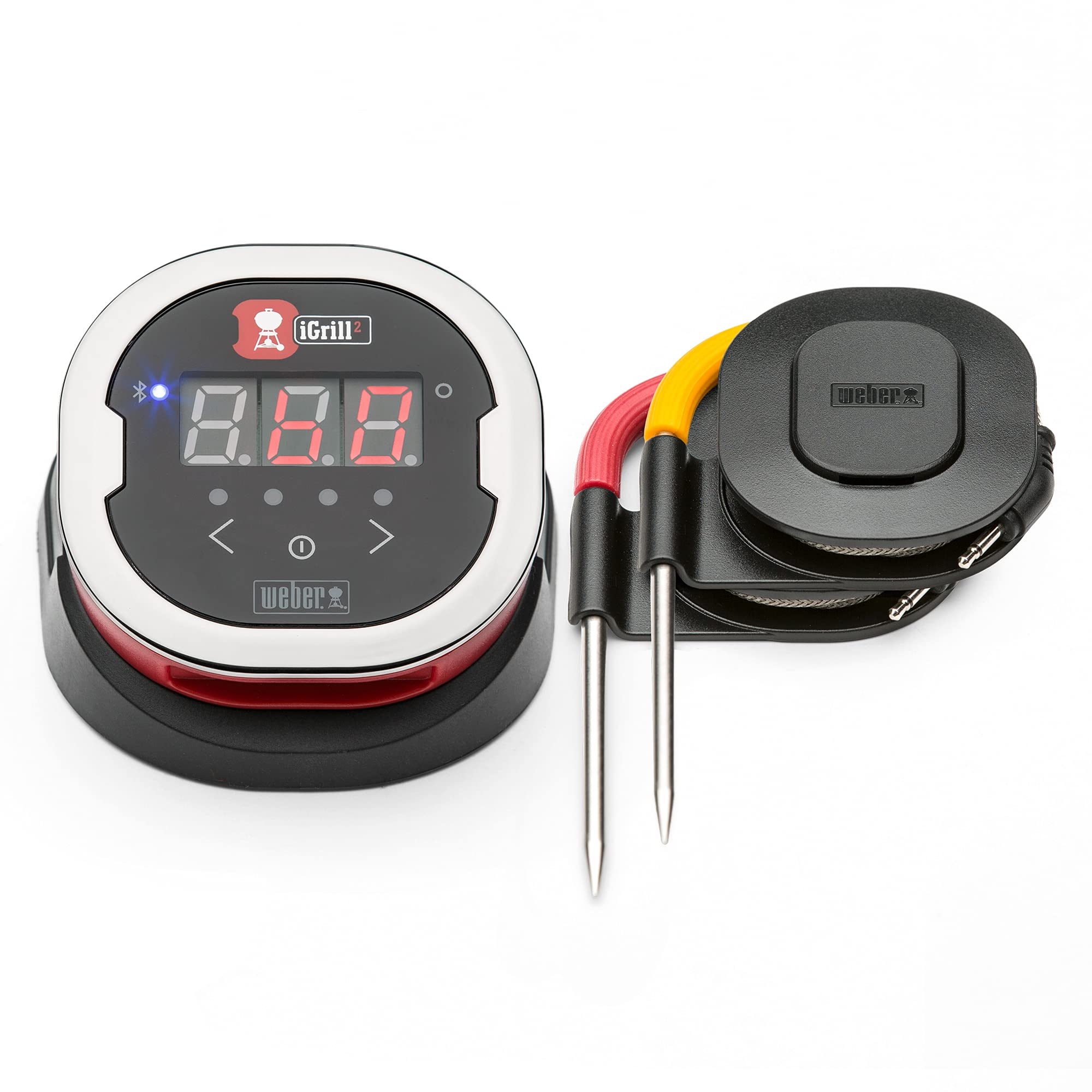 Weber iGrill front display showing temperatures and quick glance benefit
