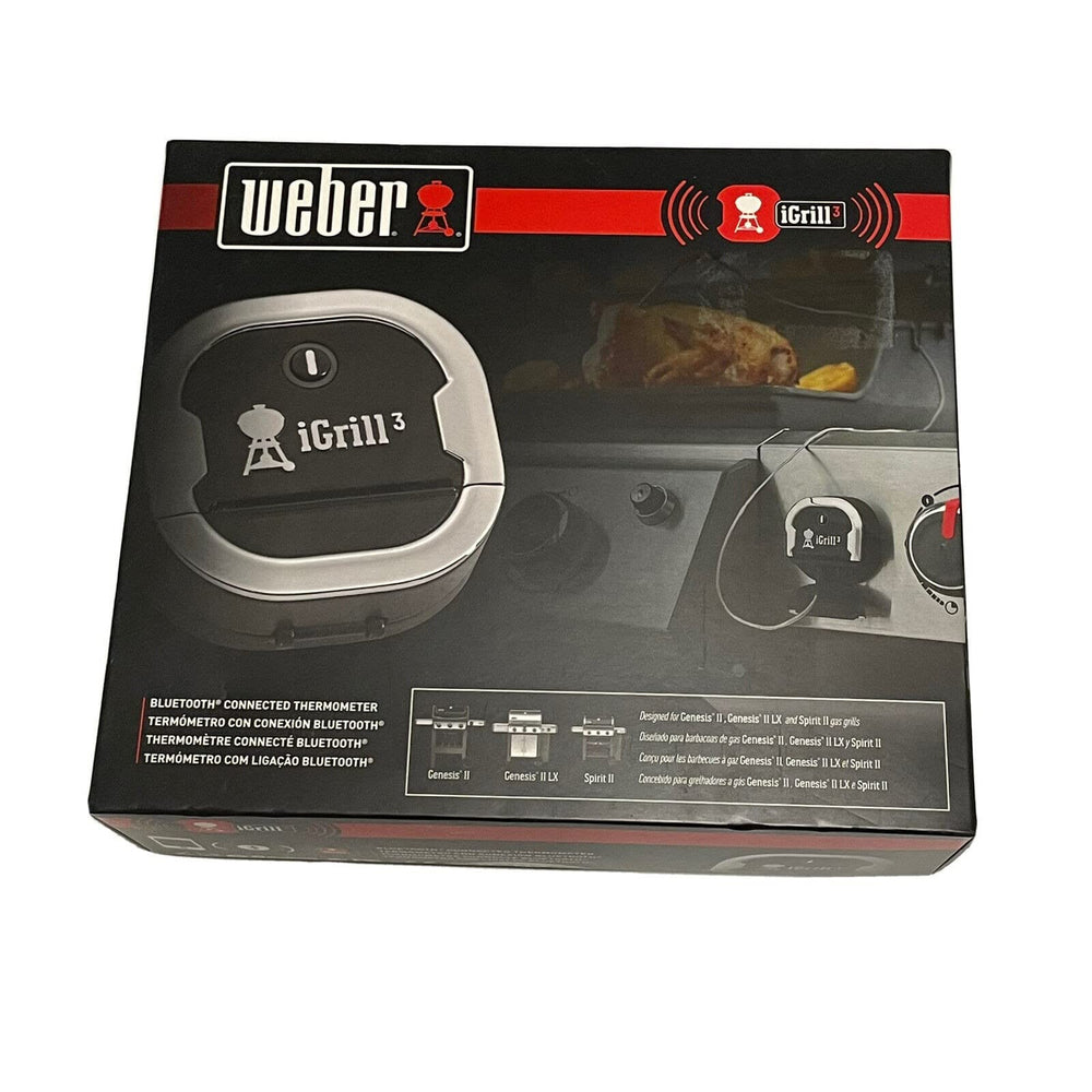 Weber iGrill 3 front-mounted on grill, neat integration and easy access