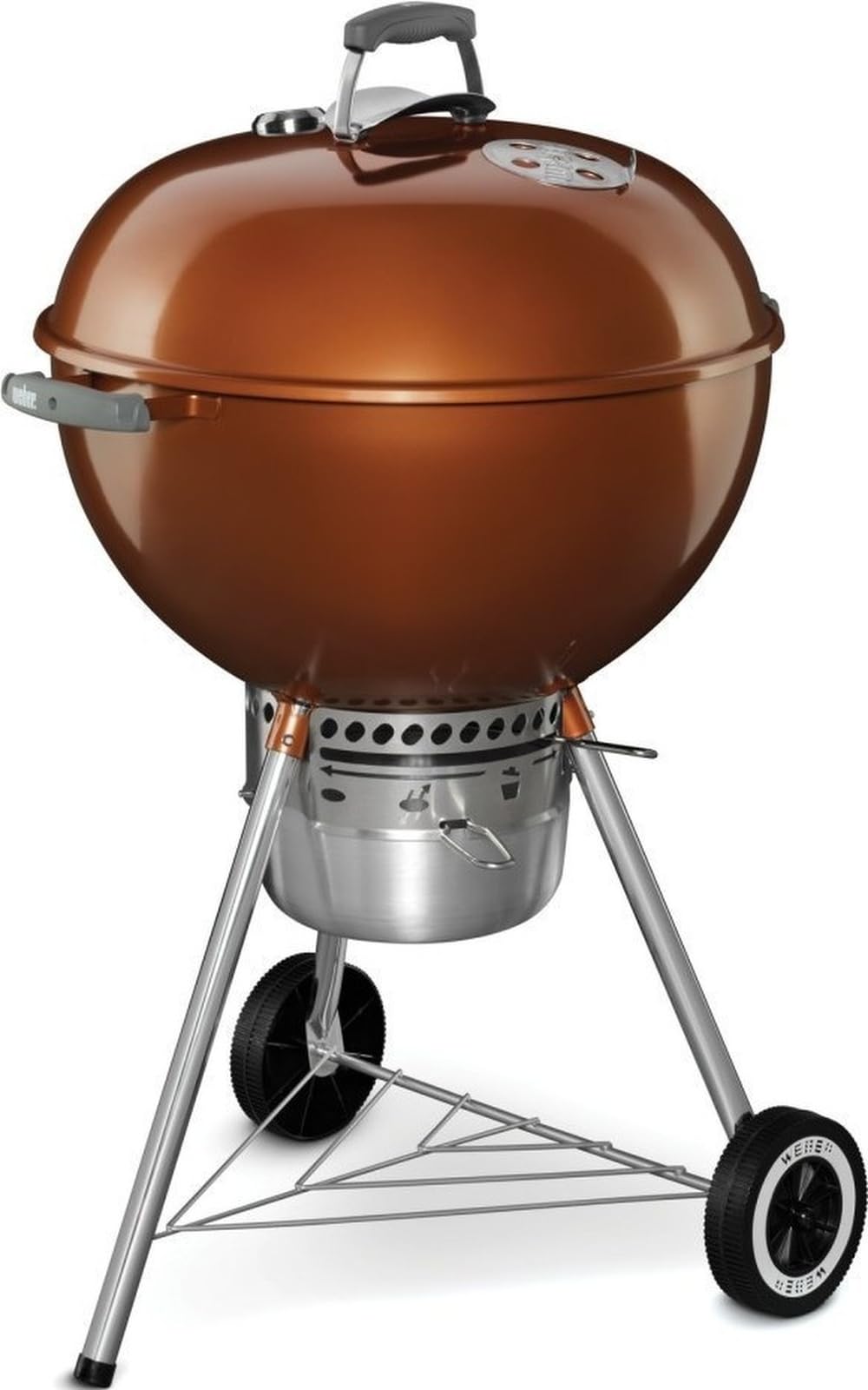 Weber copper kettle front view showing sturdy build and cooking capacity
