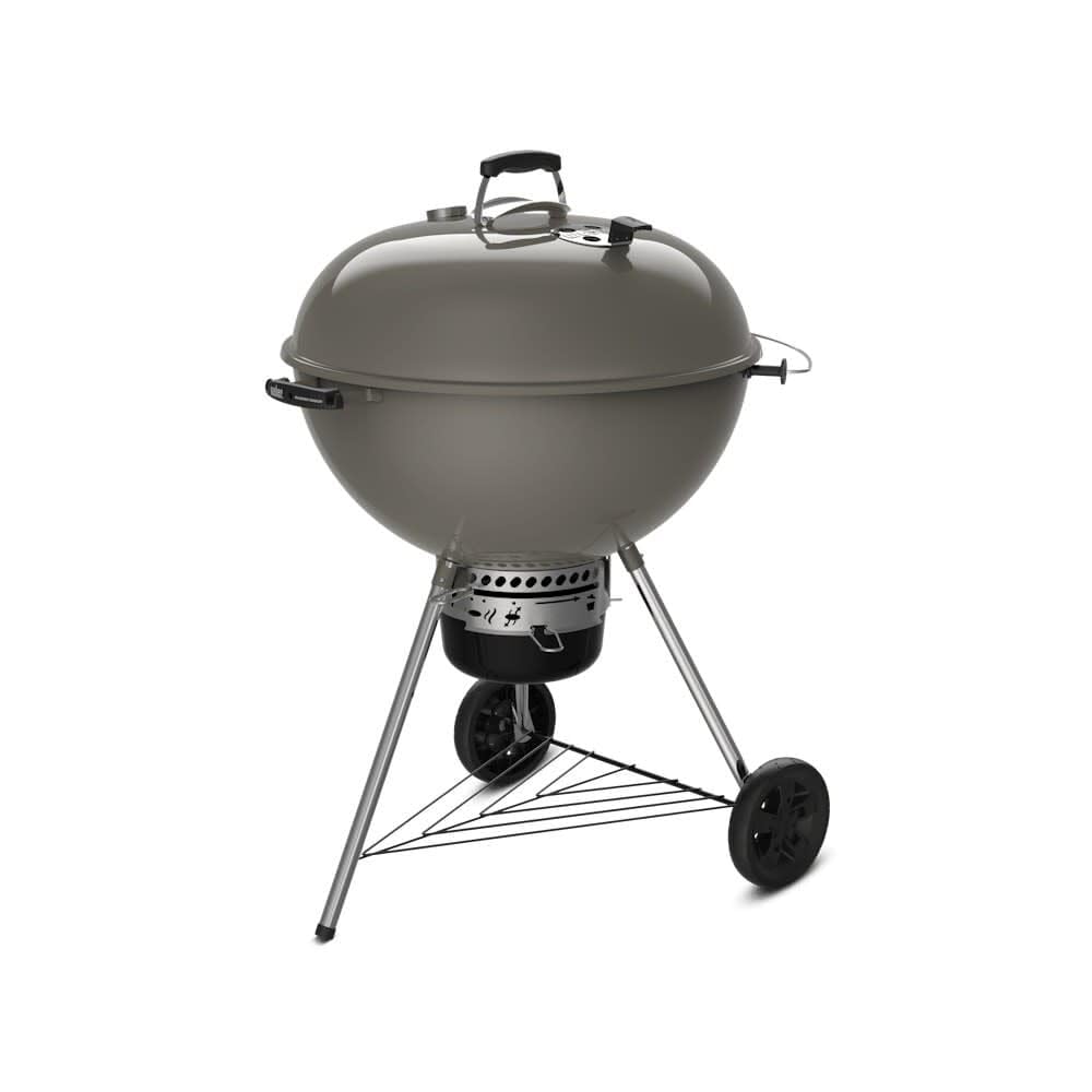 Weber Master-Touch closed lid closeup highlighting porcelain finish and heat retention